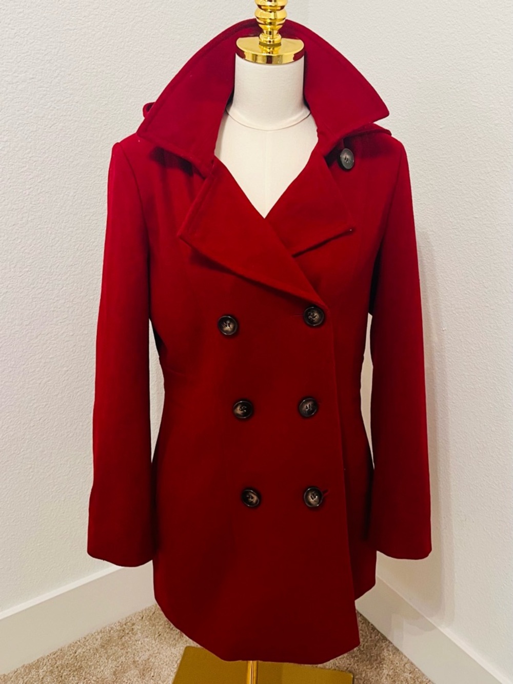 Liz Claiborne Vibrant Red Double-Breasted Peacoat - Picture 4 of 12